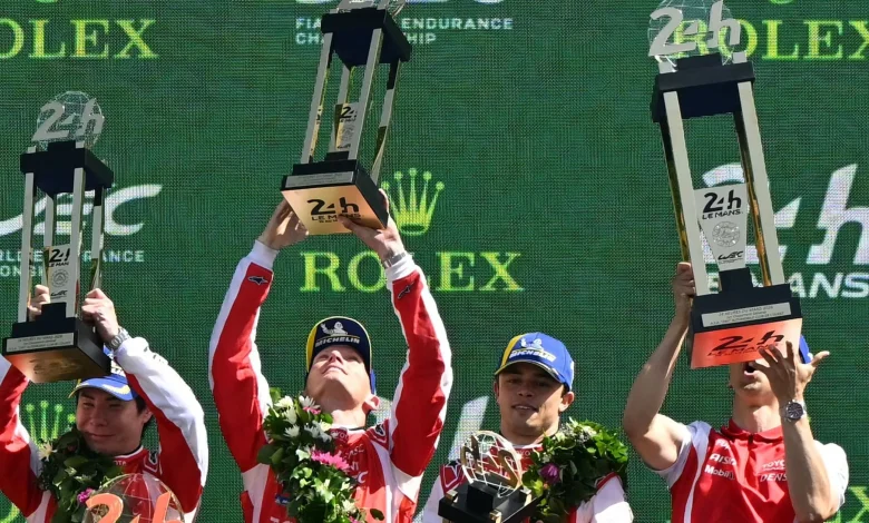 Kobayashi brings home Toyota No. 7 for 2026 Le Mans win alongside De Vries and Conway