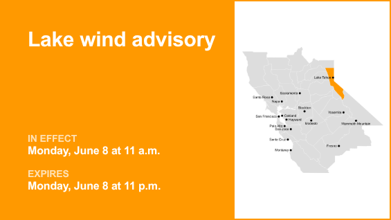 Lake wind advisory in place for the Greater Lake Tahoe Area for Monday – gusts could peak at 35 mph