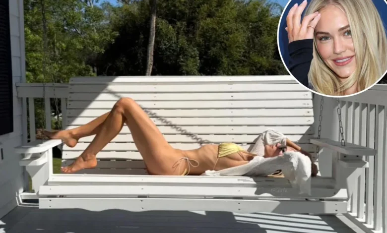 'Landman' star Michelle Randolph stuns in barely-there metallic yellow bikini