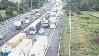 M25 partially closed after fuel spillage near Epping