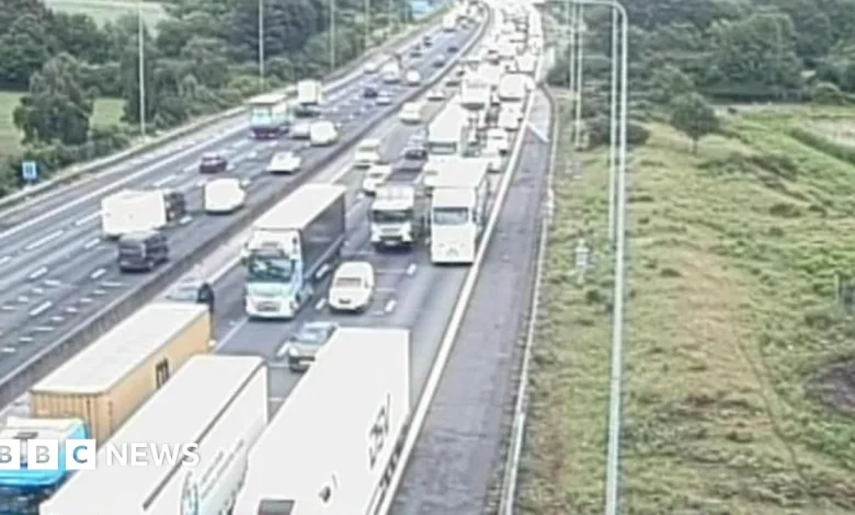 M25 partially closed after fuel spillage near Epping