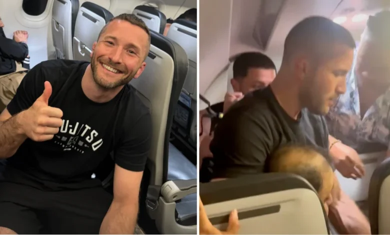 MMA fighter Josh Longood restrains plane passenger mid-flight