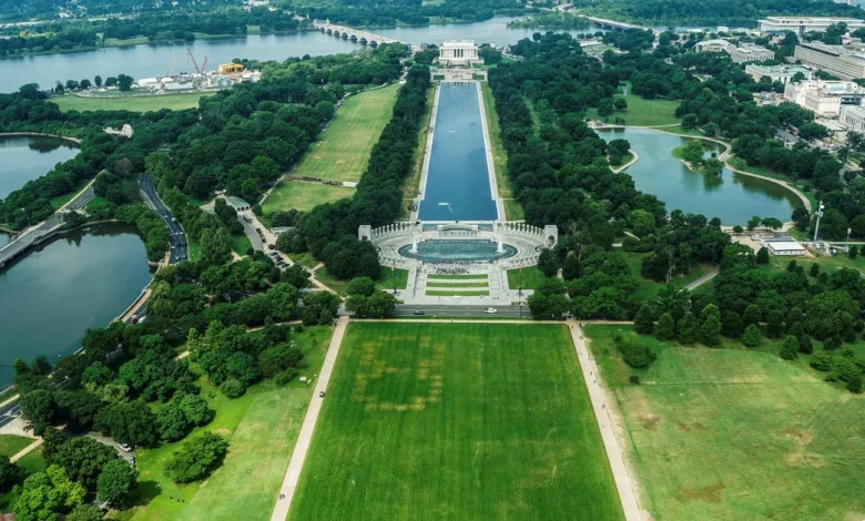 Markings that appear to show the numbers "86 47" seen on National Mall in Washington