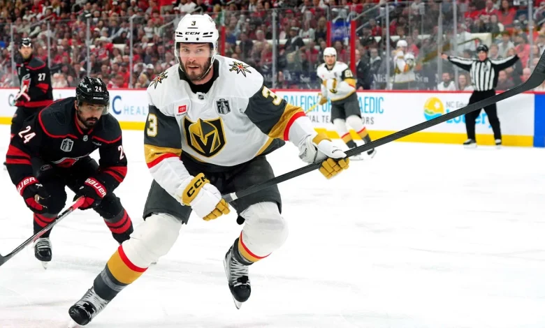 McNabb hit in face with puck, leaves Game 2 of Cup Final for Golden Knights