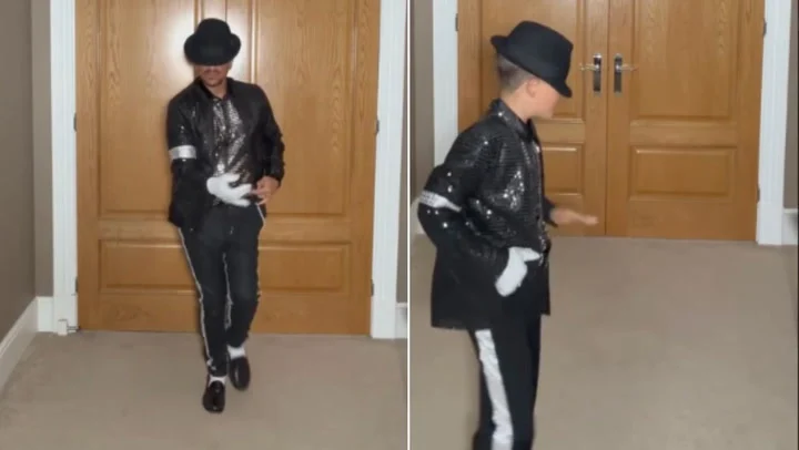 Peter Andre shares video of rarely-seen son Theo ‘following in his daddy’s footsteps’