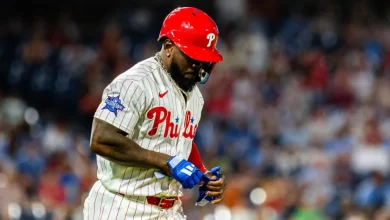 Phillies notes: Adolis García’s struggles, J.T. Realmuto’s wrist and Johan Rojas’ suspension