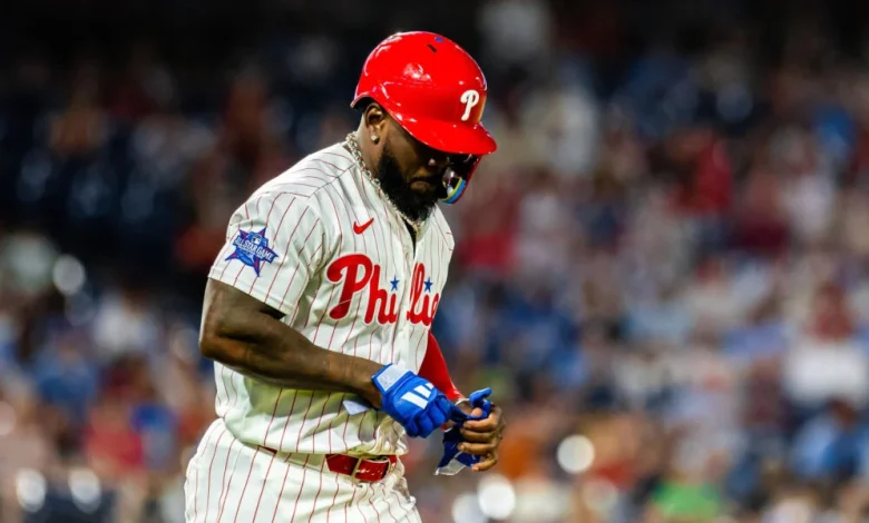 Phillies notes: Adolis García’s struggles, J.T. Realmuto’s wrist and Johan Rojas’ suspension