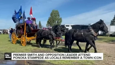Premier Smith and NDP opposition leader attend Ponoka Stampede as locals remember a town icon