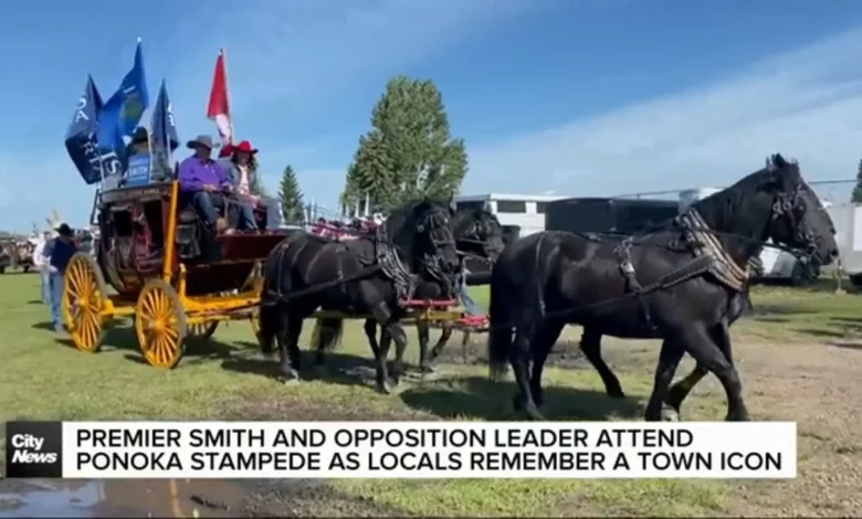 Premier Smith and NDP opposition leader attend Ponoka Stampede as locals remember a town icon