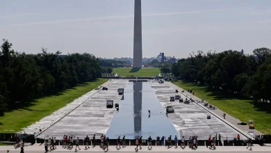 Reflecting Pool refills after Trump’s repaint : NPR