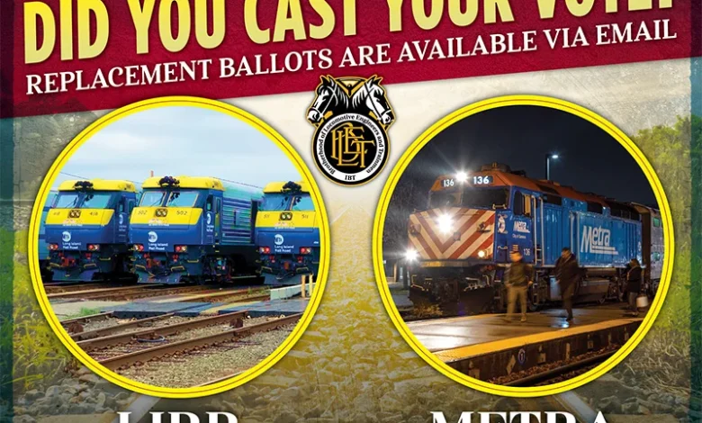 Replacement ballots available now in BLET contract votes at LIRR, Metra