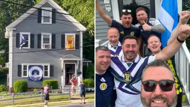 Scottish soccer fans blast bagpipes in Boston before World Cup match