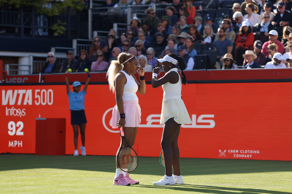 Serena Williams starts comeback at Queen’s Club with Canadian doubles partner Mboko