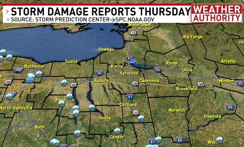 Storm damage reported in parts of CNY due to severe thunderstorms Thursday