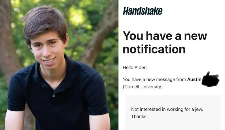 Student Writes ‘Not Interested in Working for a Jew’ on Handshake, Cornell Reports Bias Incident