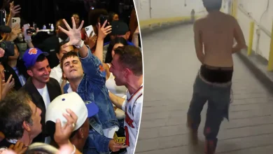Timothee Chalamet rips off shirt, grabs microphone as Knicks celebration gets crazy