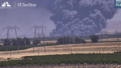 Tracy warehouse fire produces large black plume of smoke, nearby evacuations