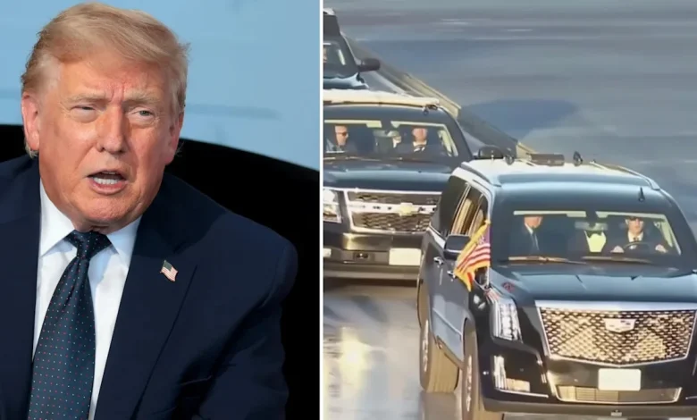 Trump blames vandals for peeling $16M Reflecting Pool — but his own motorcade drove across the wet paint weeks earlier
