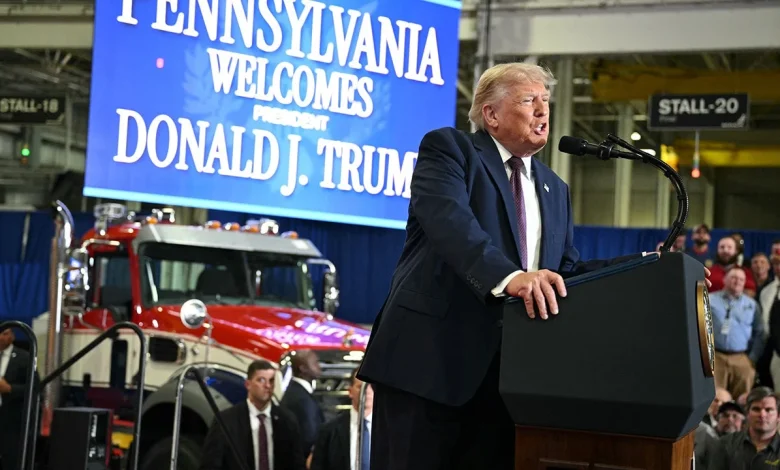 Trump touts Pennsylvania manufacturing jobs during Mack Trucks visit