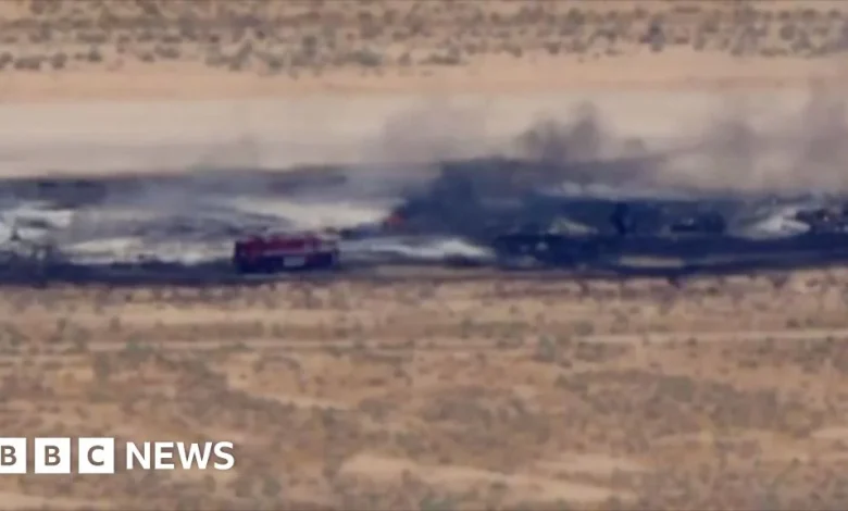 US Air Force B-52 bomber plane crashes after take off in California