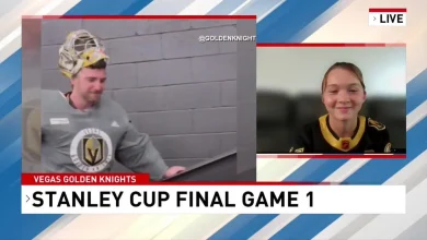 VGK superfan Annabelle shows off Stanley Cup bling ahead of Final opener vs. Hurricanes
