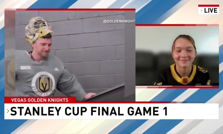 VGK superfan Annabelle shows off Stanley Cup bling ahead of Final opener vs. Hurricanes
