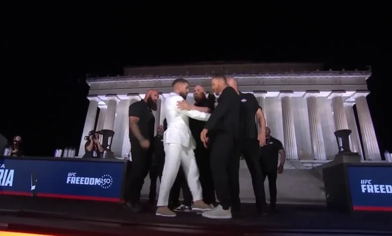 Video! Ilia Topuria Spoils Surreal Staredown By Laying Hands On Justin Gaethje
