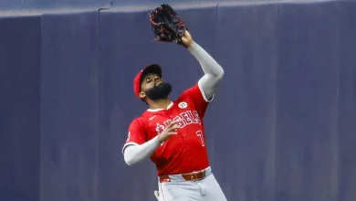 Watch: Ball bounces off head of Angels' Jo Adell for Rockies home run