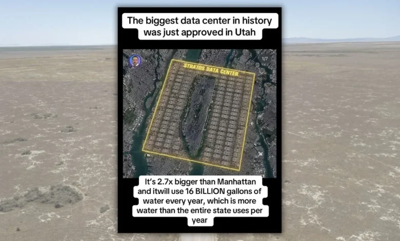 Will Utah data center use 16B gallons of water and span almost 3 Manhattans? What to know