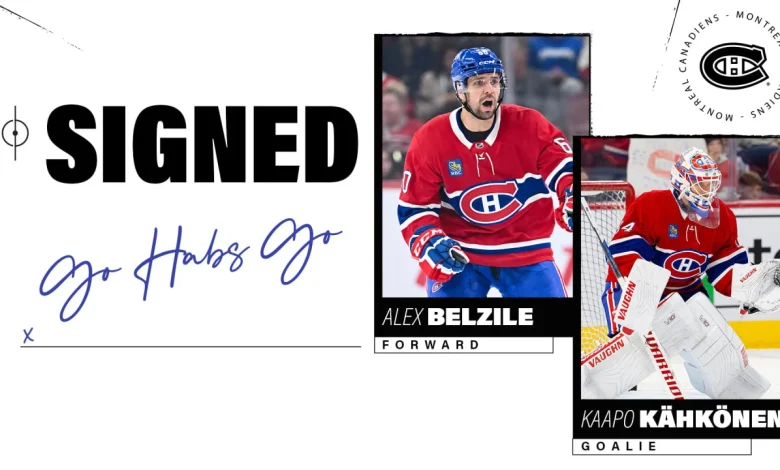 One-year contracts for Alex Belzile and Kaapo Kahkonen